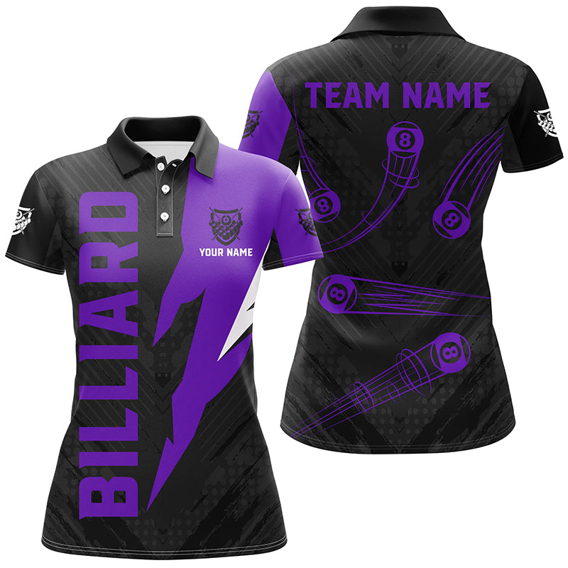 Personalized Billiard Tournament Jerseys For Women, Best 8 Ball Pool Billiard Shirts For Team |Purple TDM2403