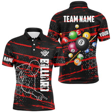 Load image into Gallery viewer, Personalized Red Grunge Billiard 3D Polo &amp; Quarter-Zip Shirts For Men, Billiard Jerseys Team Player TDM2404