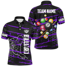 Load image into Gallery viewer, Personalized Purple Grunge Billiard 3D Polo &amp; Quarter-Zip Shirts For Men, Billiard Jerseys Team Player TDM2406