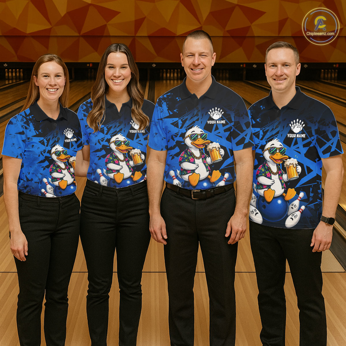 Personalized Blue Funny Duck Beer Bowling Jersey For Women Bowling Team Shirt, Gift For Bowlers TDM7396