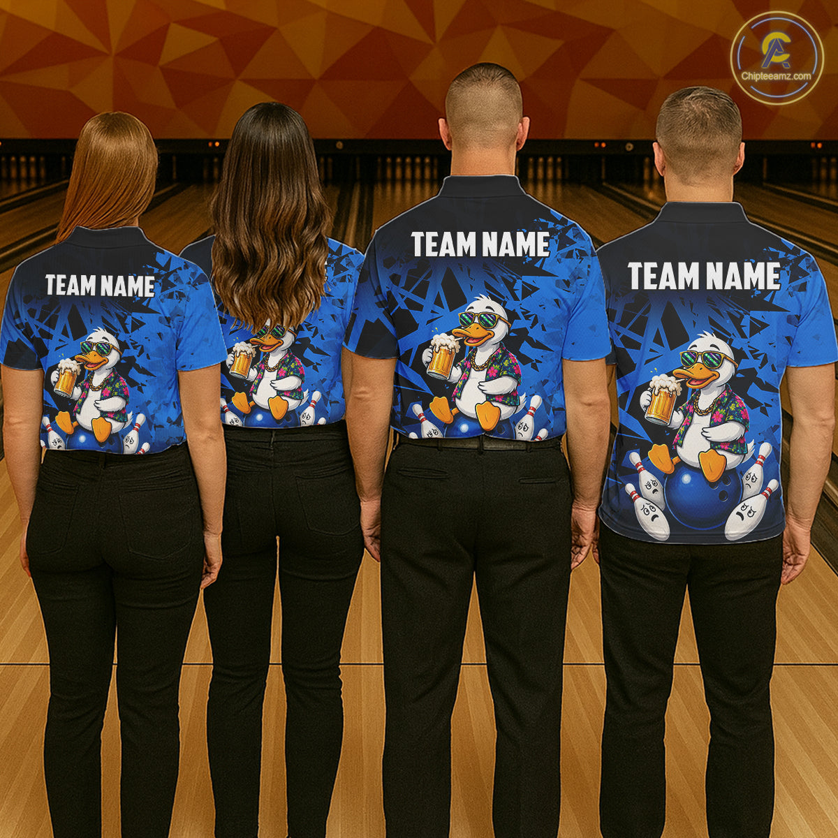 Personalized Blue Funny Duck Beer Bowling Jersey For Women Bowling Team Shirt, Gift For Bowlers TDM7396