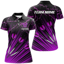 Load image into Gallery viewer, Purple Dart Arrow Lightning Custom Darts Polo, Quarter-Zip Shirts For Women, Darts Jerseys Uniform TDM2637