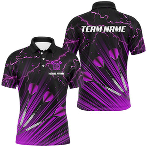 Purple Dart Arrow Lightning Custom Darts Polo, Quarter-Zip Shirts For Men, Darts Jerseys Uniform TDM2637