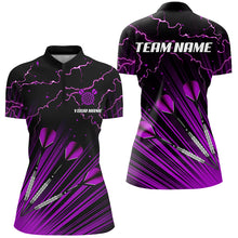 Load image into Gallery viewer, Purple Dart Arrow Lightning Custom Darts Polo, Quarter-Zip Shirts For Women, Darts Jerseys Uniform TDM2637