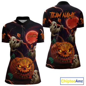 Funny Ghostly Pumpkin Dartboard Halloween Darts Shirt For Women Custom Darts Jersey, Best Darts Gift TDM4910