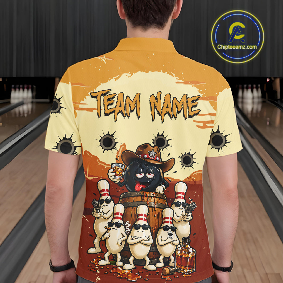 Funny Drunk Cowboy Bourbon Bowling Shirts For Men Custom Bowling Team Outfit Jersey Polo & 1/4 Zip TDM7728