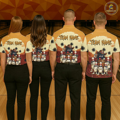 Funny Drunk Cowboy Bourbon Bowling Shirts For Men Custom Bowling Team Outfit Jersey Polo & 1/4 Zip TDM7728