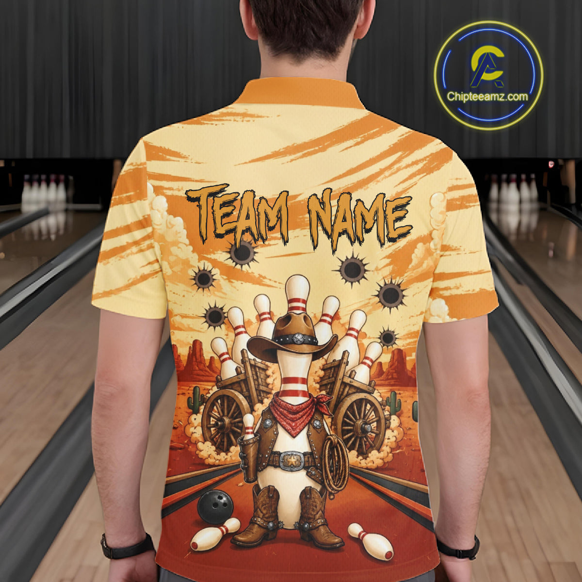 Funny Pins Cowboy Bowling Shirt For Men Custom Bowling Team Outfit, Bowling Jersey Polo & 1/4 Zip TDM7729