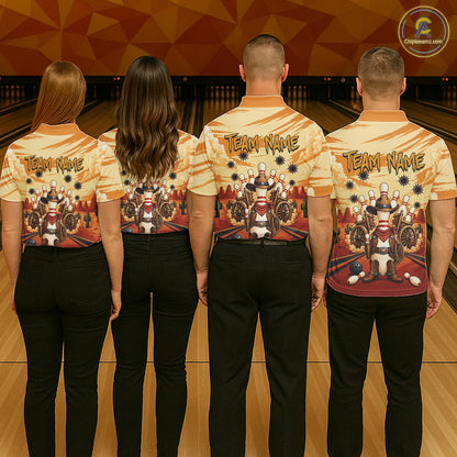 Funny Pins Cowboy Bowling Shirt For Men Custom Bowling Team Outfit, Bowling Jersey Polo & 1/4 Zip TDM7729