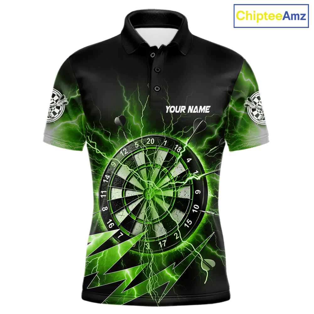Personalized Green Dartboard Thunder Storm Lightning Darts Shirts For Men Custom Darts Team Jersey TDM7732