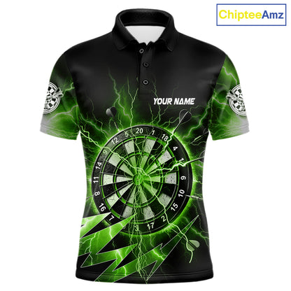 Personalized Green Dartboard Thunder Storm Lightning Darts Shirts For Men Custom Darts Team Jersey TDM7732