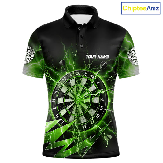 Personalized Green Dartboard Thunder Storm Lightning Darts Shirts For Men Custom Darts Team Jersey TDM7732