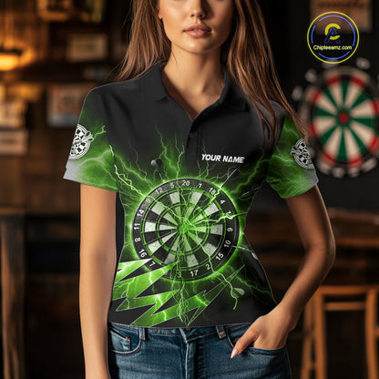Personalized Green Dartboard Thunder Storm Lightning Darts Shirts For Women Custom Darts Team Jersey TDM7732