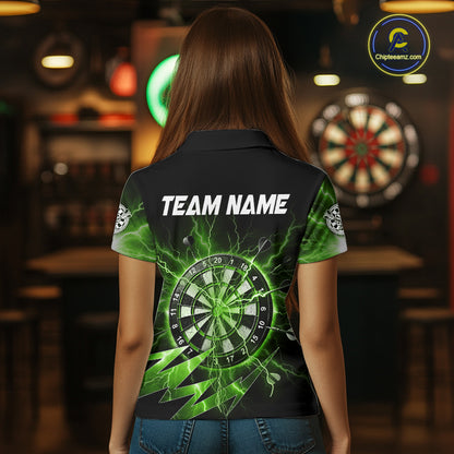 Personalized Green Dartboard Thunder Storm Lightning Darts Shirts For Women Custom Darts Team Jersey TDM7732