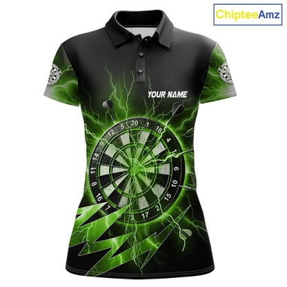 Personalized Green Dartboard Thunder Storm Lightning Darts Shirts For Women Custom Darts Team Jersey TDM7732