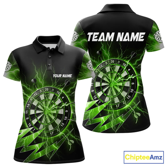 Personalized Green Dartboard Thunder Storm Lightning Darts Shirts For Women Custom Darts Team Jersey TDM7732