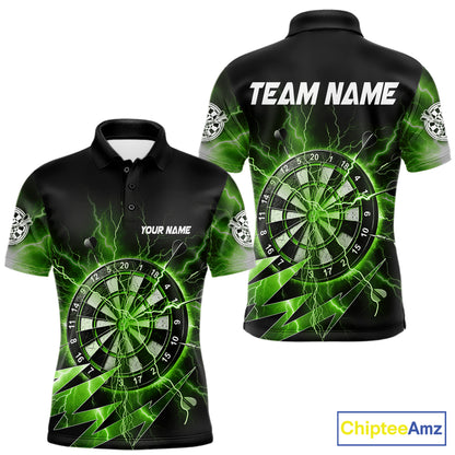 Personalized Green Dartboard Thunder Storm Lightning Darts Shirts For Men Custom Darts Team Jersey TDM7732
