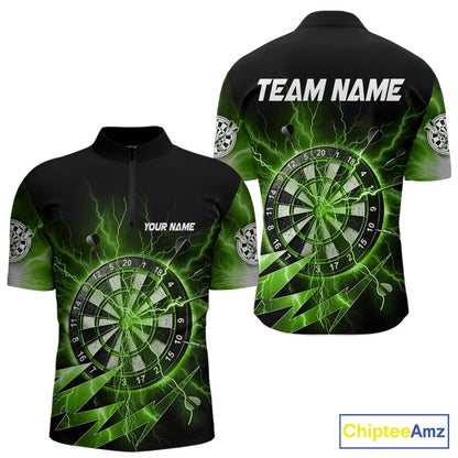 Personalized Green Dartboard Thunder Storm Lightning Darts Shirts For Men Custom Darts Team Jersey TDM7732