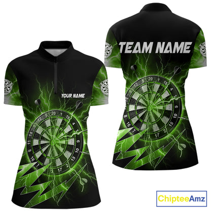 Personalized Green Dartboard Thunder Storm Lightning Darts Shirts For Women Custom Darts Team Jersey TDM7732