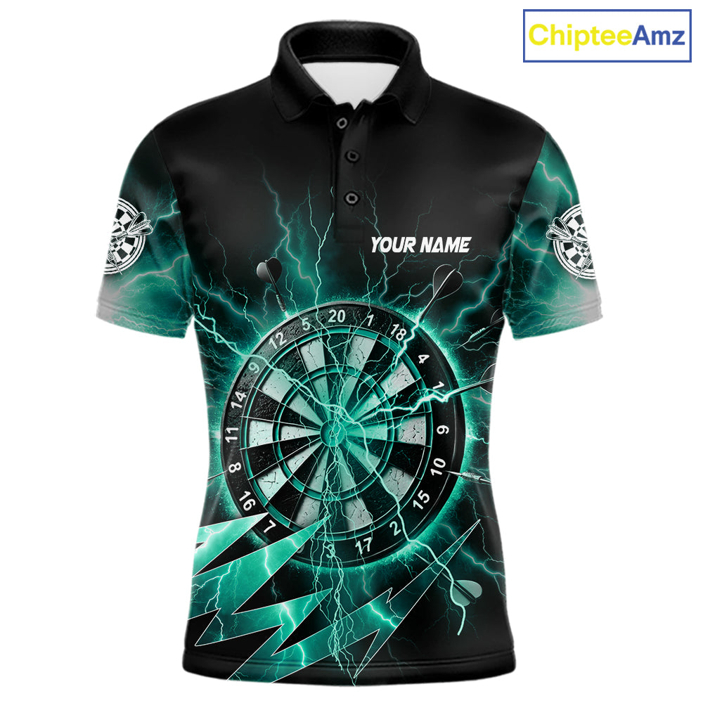 Personalized Teal Dartboard Thunder Storm Lightning Darts Shirts For Men Custom Darts Team Jersey TDM7733