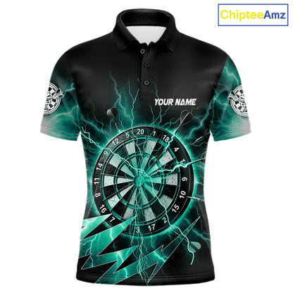 Personalized Teal Dartboard Thunder Storm Lightning Darts Shirts For Men Custom Darts Team Jersey TDM7733