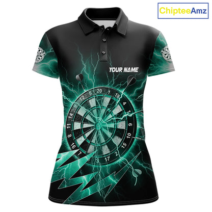 Personalized Teal Dartboard Thunder Storm Lightning Darts Shirts For Women Custom Darts Team Jersey TDM7733