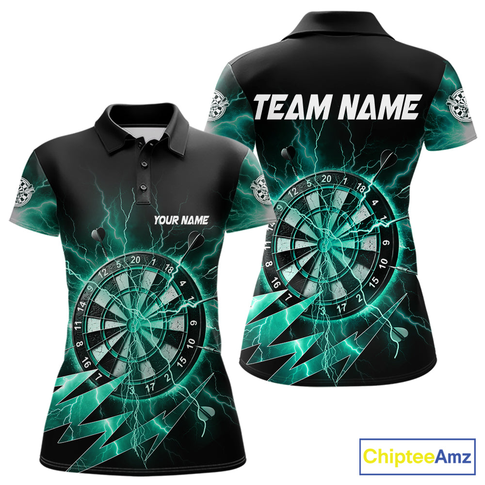 Personalized Teal Dartboard Thunder Storm Lightning Darts Shirts For Women Custom Darts Team Jersey TDM7733
