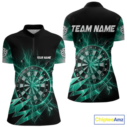 Personalized Teal Dartboard Thunder Storm Lightning Darts Shirts For Women Custom Darts Team Jersey TDM7733