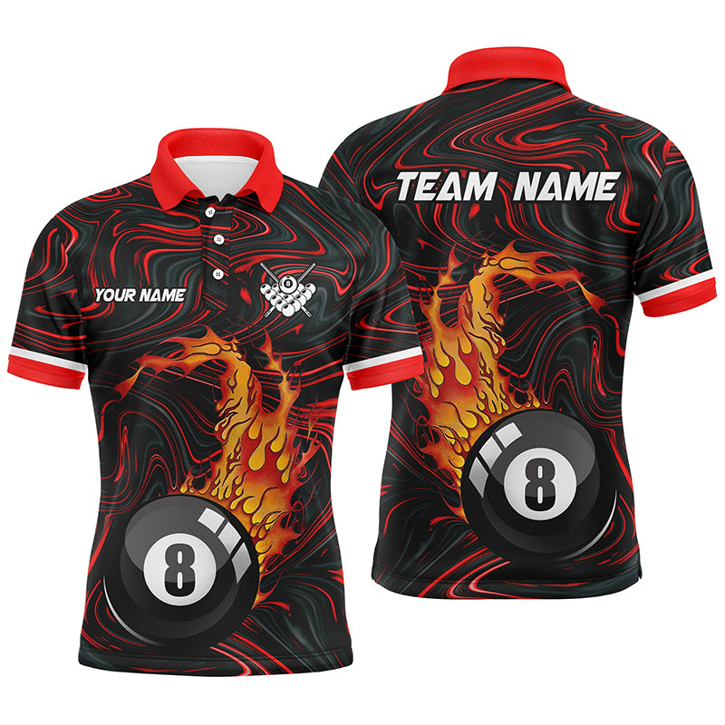 Personalized 8 Ball Pool Fire 3D Men Polo Shirts Custom Unique Billiard Shirts For Pooler TDM0461