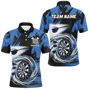 Funny Blue Swirling Darts Board Custom Dart Polo & 1/4 Zip For Men, Cool Darts Shirts Team Jerseys TDM2879