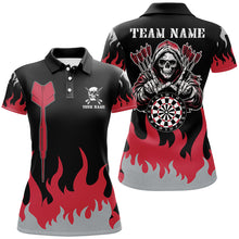 Load image into Gallery viewer, Personalized Dart Arrow And Flame Pattern Custom Women Dart Shirts, Death Skeleton Scary Dart Jerseys TDM2884