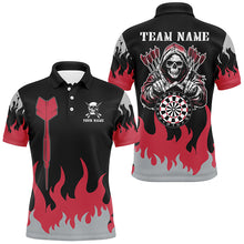 Load image into Gallery viewer, Personalized Dart Arrow And Flame Pattern Custom Men Dart Shirts, Death Skeleton Scary Dart Jerseys TDM2884