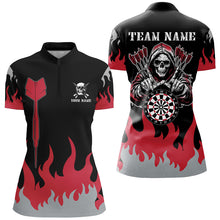 Load image into Gallery viewer, Personalized Dart Arrow And Flame Pattern Custom Women Dart Shirts, Death Skeleton Scary Dart Jerseys TDM2884