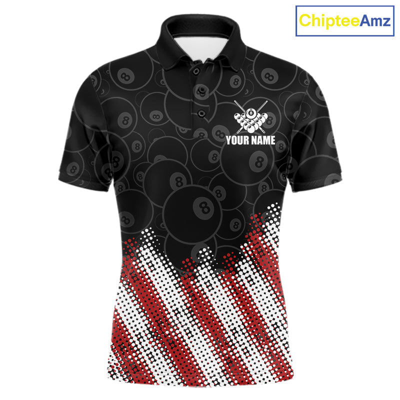 Red, White And Black 8 Ball Billiard Jersey For Men Custom Pool Team Shirts Polo & 1/4 Zip TDM8052