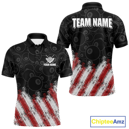 Red, White And Black 8 Ball Billiard Jersey For Men Custom Pool Team Shirts Polo & 1/4 Zip TDM8052