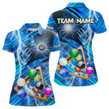 Load image into Gallery viewer, Blue Thunder Lightning 8 Ball Pool 3D Billiard Shirts For Women Custom Team League Billiard Jerseys TDM3353