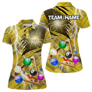 Yellow Thunder Lightning 9 Ball Pool 3D Billiard Shirts For Women Custom Team League Billiard Jerseys TDM3354