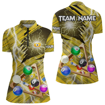 Yellow Thunder Lightning 9 Ball Pool 3D Billiard Shirts For Women Custom Team League Billiard Jerseys TDM3354
