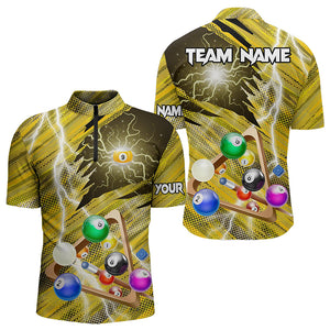 Yellow Thunder Lightning 9 Ball Pool 3D Billiard Shirts For Men Custom Team League Billiard Jerseys TDM3354