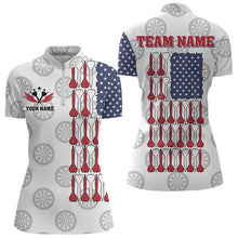 Load image into Gallery viewer, American Flag White Darts Polo &amp; Quarter Zip Shirt Custom Women Dart Shirts Patriotic Dart Jerseys TDM3356