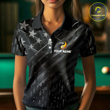 Load image into Gallery viewer, Black US Flag Ying And Yang 8 Ball &amp; 9 Ball Custom Billiard Shirts For Women Funny Billiard Jerseys  TDM3357