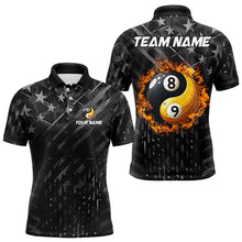 Load image into Gallery viewer, Black US Flag Ying And Yang 8 Ball &amp; 9 Ball Custom Billiard Shirts For Men Funny Billiard Jerseys  TDM3357