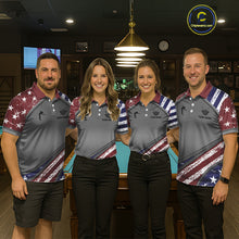 Load image into Gallery viewer, Personalized American Flag 8 Ball Billiard Shirt For Men Custom Patriotic Pool Team Jersey TDM5607
