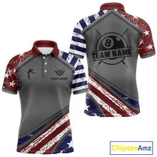 Load image into Gallery viewer, Personalized American Flag 8 Ball Billiard Shirt For Men Custom Patriotic Pool Team Jersey TDM5607