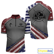 Load image into Gallery viewer, Personalized American Flag 8 Ball Billiard Shirt For Men Custom Patriotic Pool Team Jersey TDM5607