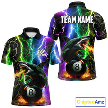 Load image into Gallery viewer, Colorful Lightning Shark 8 Ball Billiard Shirt For Men Custom Pool Team Shirt, Billiard Jersey TDM5612