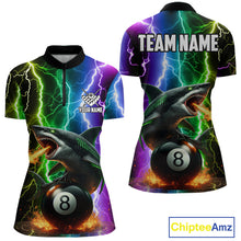 Load image into Gallery viewer, Colorful Lightning Shark 8 Ball Billiard Shirt For Women Custom Pool Team Shirt, Billiard Jersey TDM5612