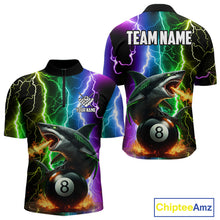 Load image into Gallery viewer, Colorful Lightning Shark 8 Ball Billiard Shirt For Men Custom Pool Team Shirt, Billiard Jersey TDM5612