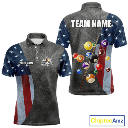 Grunge American Flag Patriotic Billiard Shirts For Men Custom 3D Billiard Balls Pool Team Jerseys TDM5616