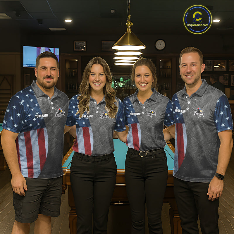 Grunge American Flag Patriotic Billiard Shirts For Men Custom 3D Billiard Balls Pool Team Jerseys TDM5616
